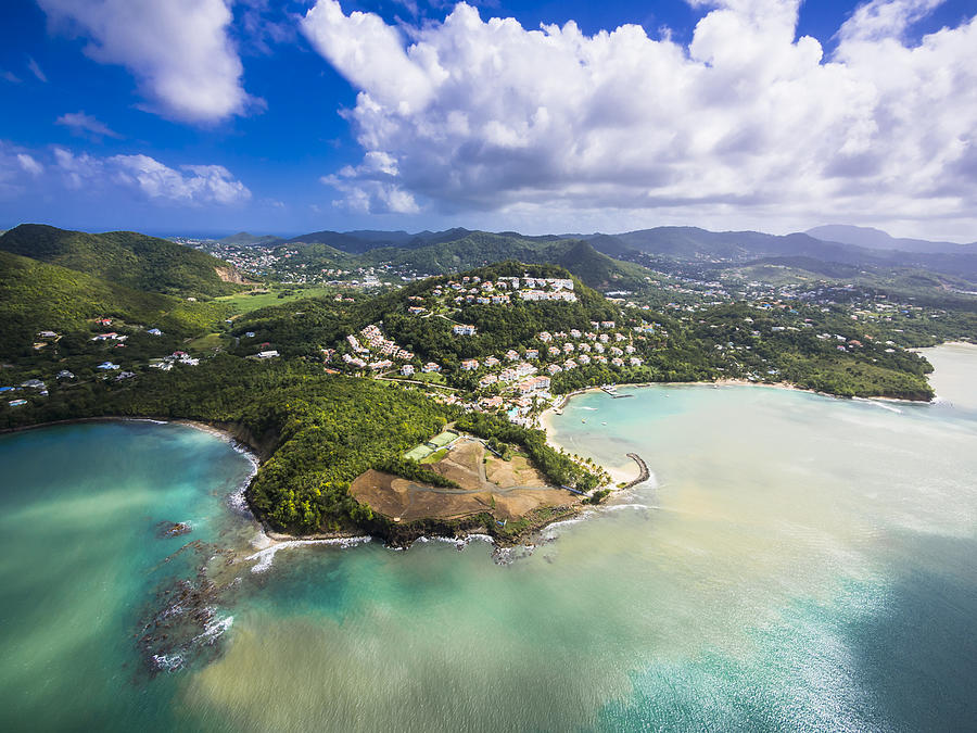 Caribbean, St. Lucia, Choc Bay, aerial photo of Calabash Cove Resort Photograph by Westend61