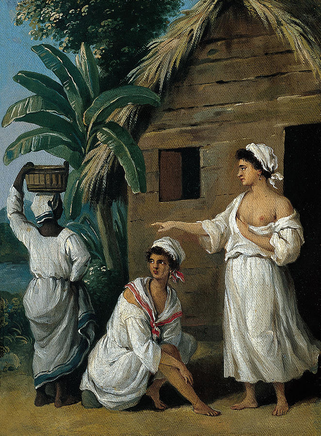 Caribbean Women in front of a Hut Painting by Agostino Brunias