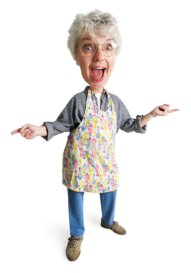 Caricature Of An Elderly Caucasian Woman As She Points Her Fingers Outward And Dances Photograph by Photodisc