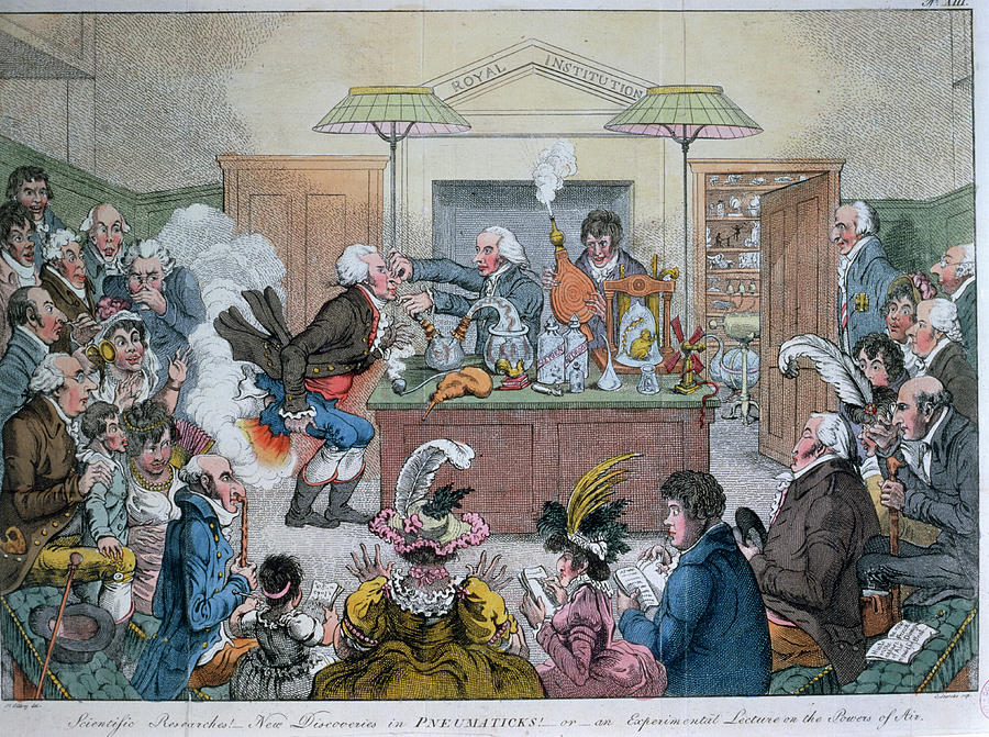 Caricature Of Chemistry Exp. Using Laughing Gas Photograph by Jean-loup Charmet/science Photo Library