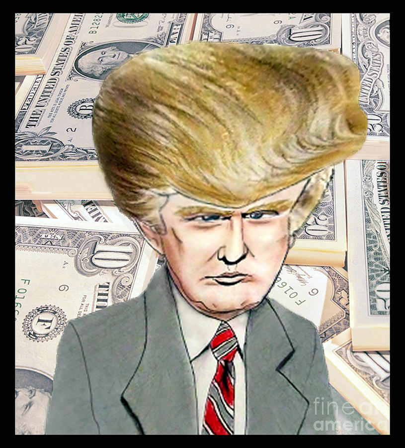 Donald Trump Drawing - Caricature of Donald Trump by Jim Fitzpatrick