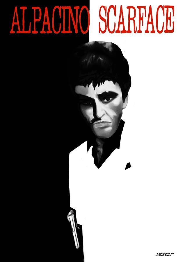 Caricature of Scarface Painting by Nathan Craig Cruz | Fine Art America