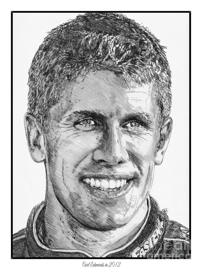 Carl Edwards in 2012 Drawing by J McCombie