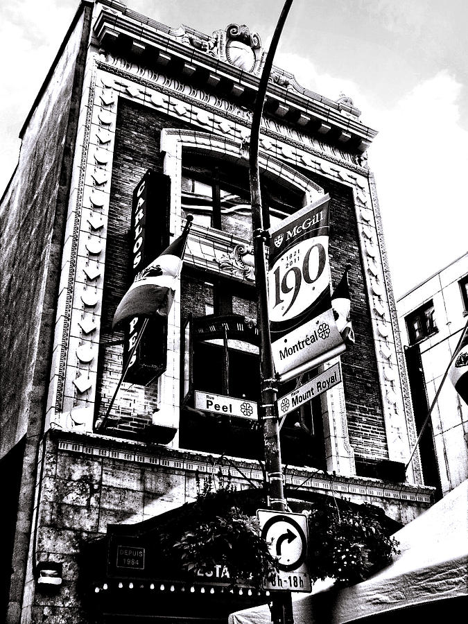 Architecture Photograph - Carlos and Pepes Montreal Mexican Bar BW by Shawn Dall