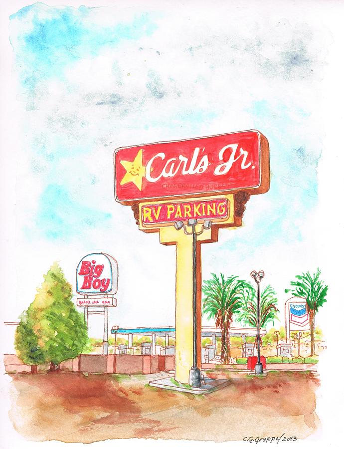 Carls Jr. in Barstow, California Painting by Carlos G Groppa