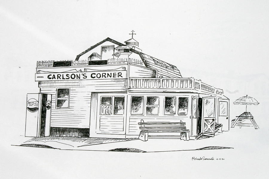 Carlsons Corner Manasquan Drawing by Melinda Saminski