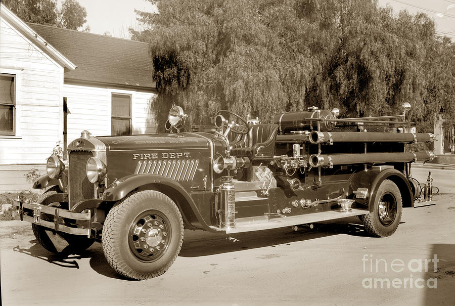 Truck Photograph - Carmel Fire Department engine No. 2 circa 1933 by Monterey County Historical Society