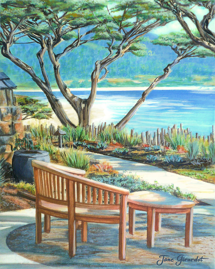 Carmel Lagoon View Painting by Jane Girardot