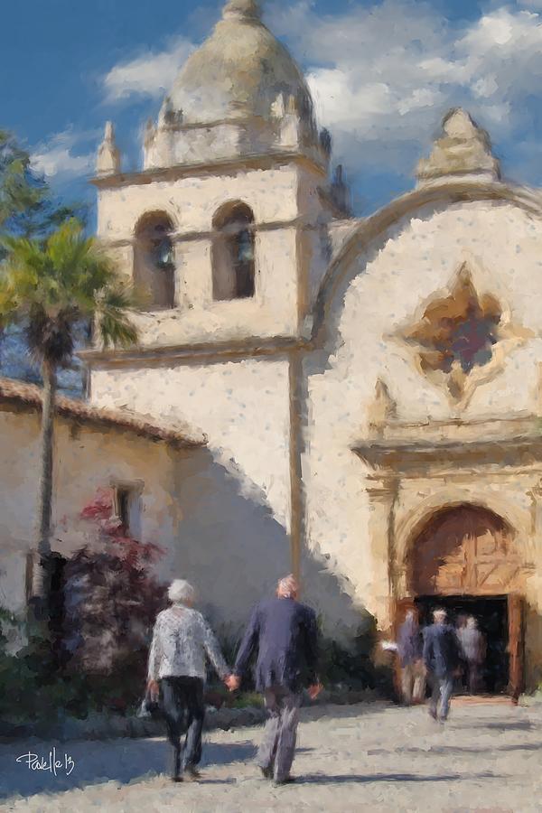 Carmel Mission Chapel - Carmel CA Digital Art by Jim Pavelle