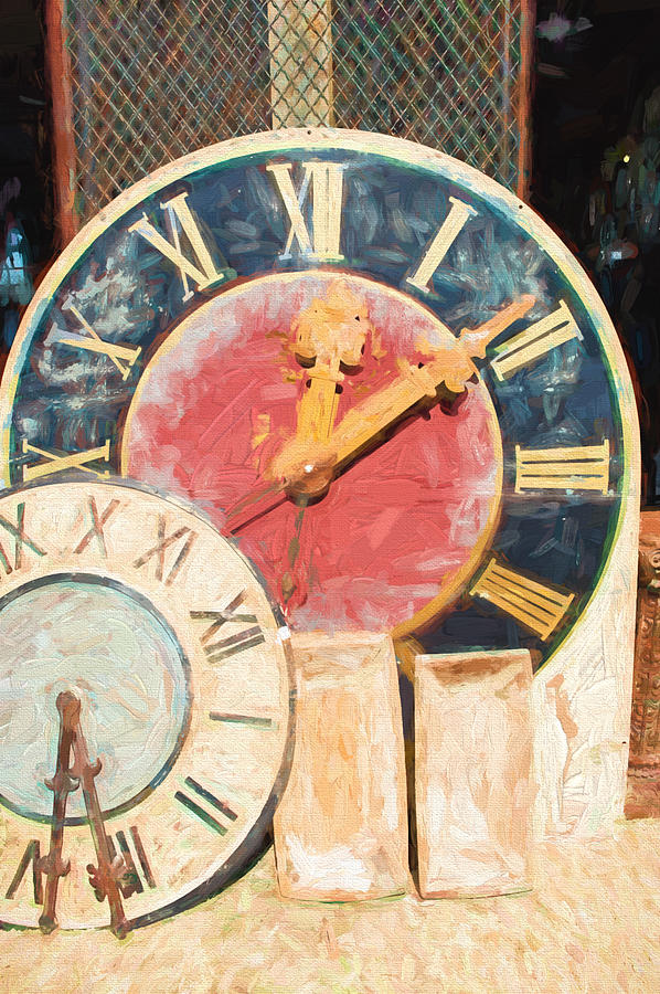 Carmine Texas Antique Clock Faces Photograph by JG Thompson - Fine Art ...