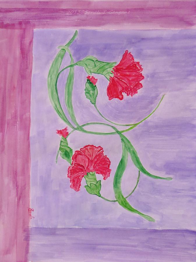 Greetings Painting - Carnation Love by Sonali Gangane