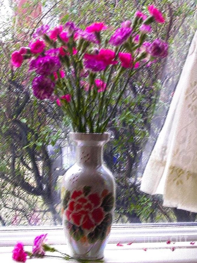 Carnations in the Window Photograph by Joan-Violet Stretch