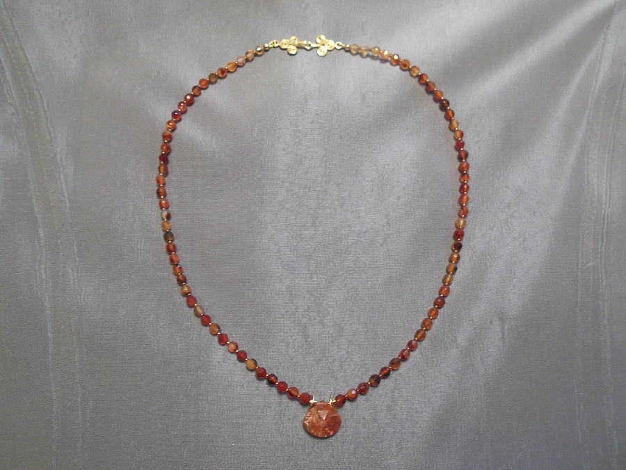 Necklace Jewelry - Carnelian necklace sunstone drop by Jan Durand