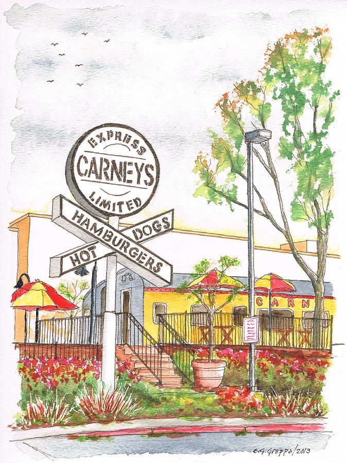 Carneys Hamburgers and Hot Dogs in Studio City, California Painting by Carlos G Groppa