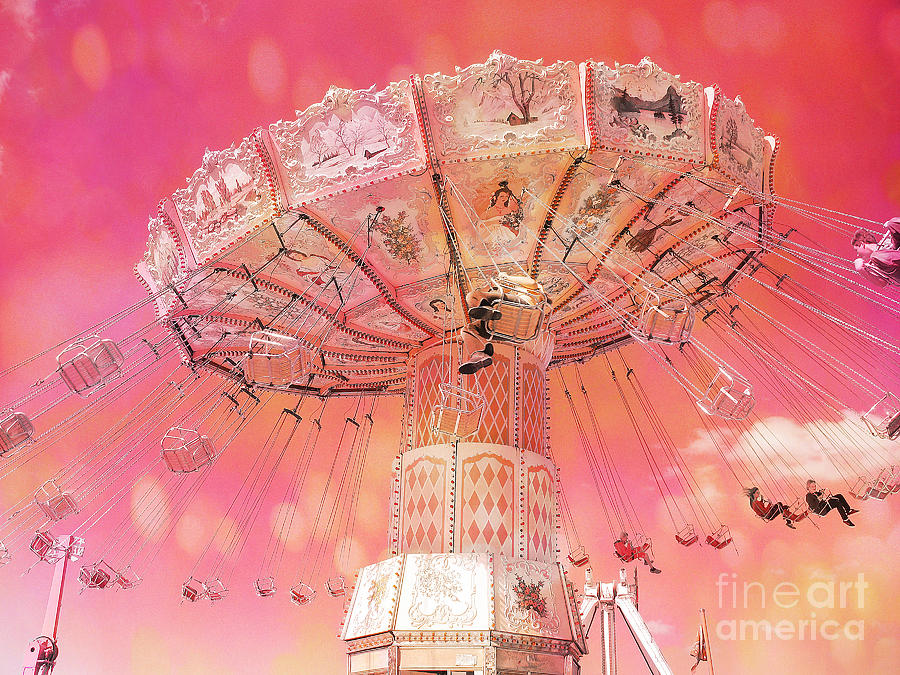 Carnival Ferris Wheel Hot Pink Surreal Fantasy Ferris Wheel Carnival Art Hot Pink Photograph by Kathy Fornal