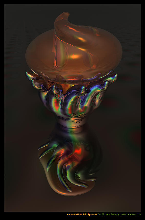 Carnival Glass Bulb Sprouter  Digital Art by Ann Stretton