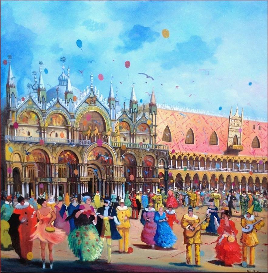 Carnival In Venice - Italy Painting by Mauro Puppo