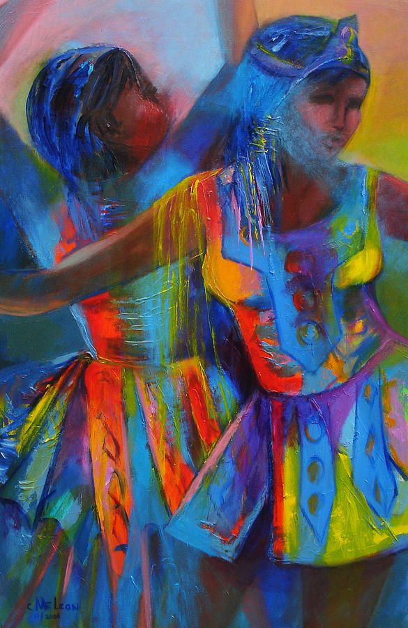 Abstract Painting - Carnival Masqueraders by Cynthia McLean