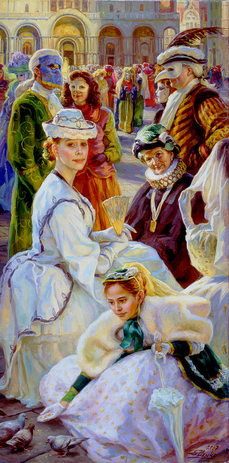 Carnival. San Marco square. Painting by Serguei Zlenko