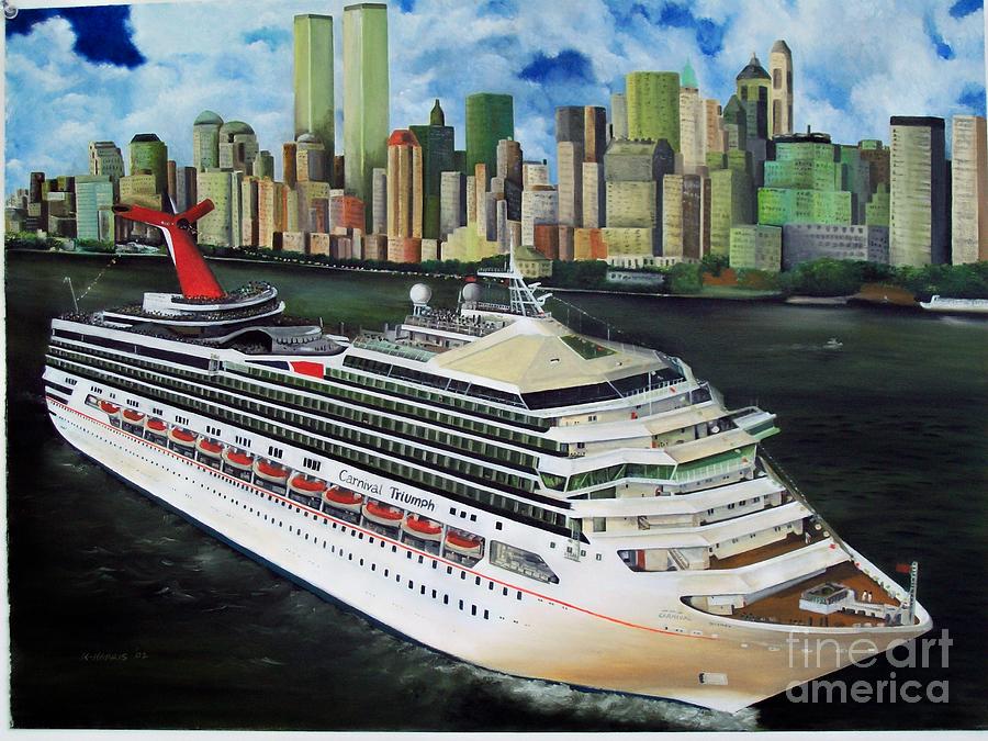 Carnival Triumph New York Painting by Kenneth Harris