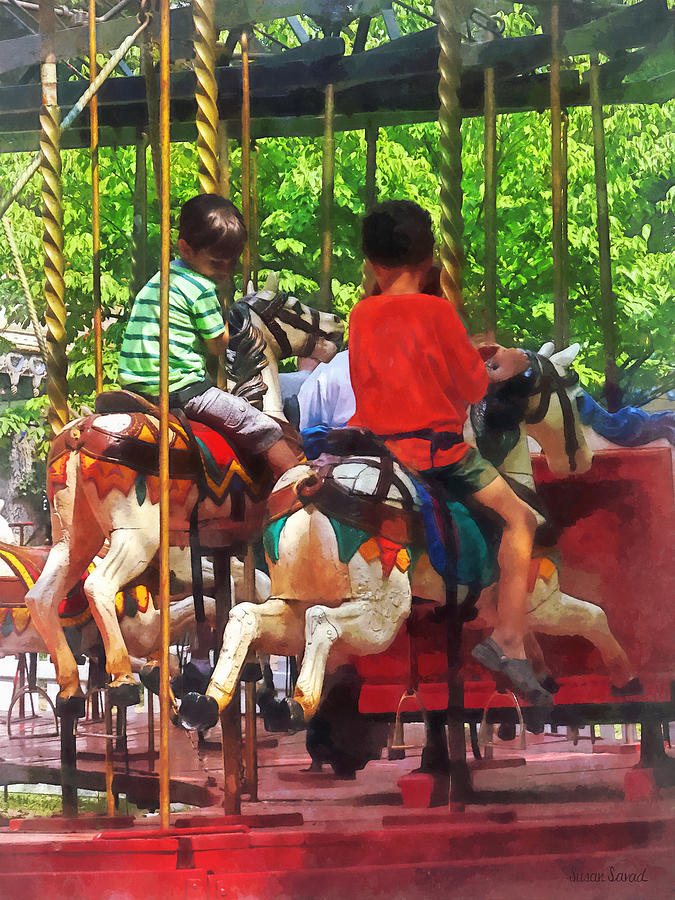 Carnivals - Friends on the Merry-Go-Round Photograph by Susan Savad