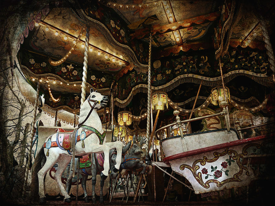Vintage Photograph - Carousel by Barbara Orenya