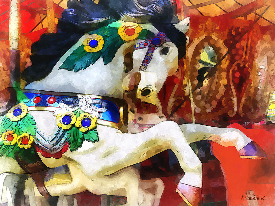 Carousel Horse Closeup Photograph by Susan Savad