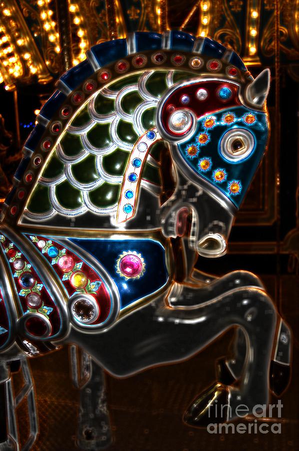Carousel Horse Dark Knight Digital Art by Patty Vicknair