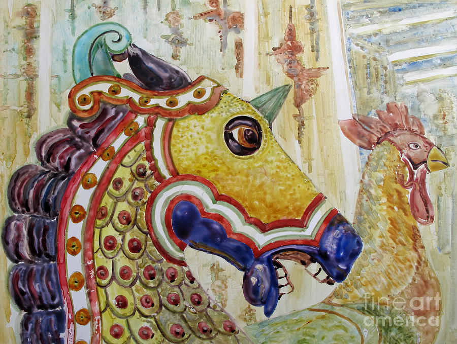 Carousel Horse Painting by Louise Peardon