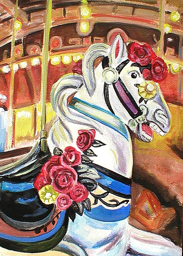 Carousel Horse Painting by Melinda Saminski