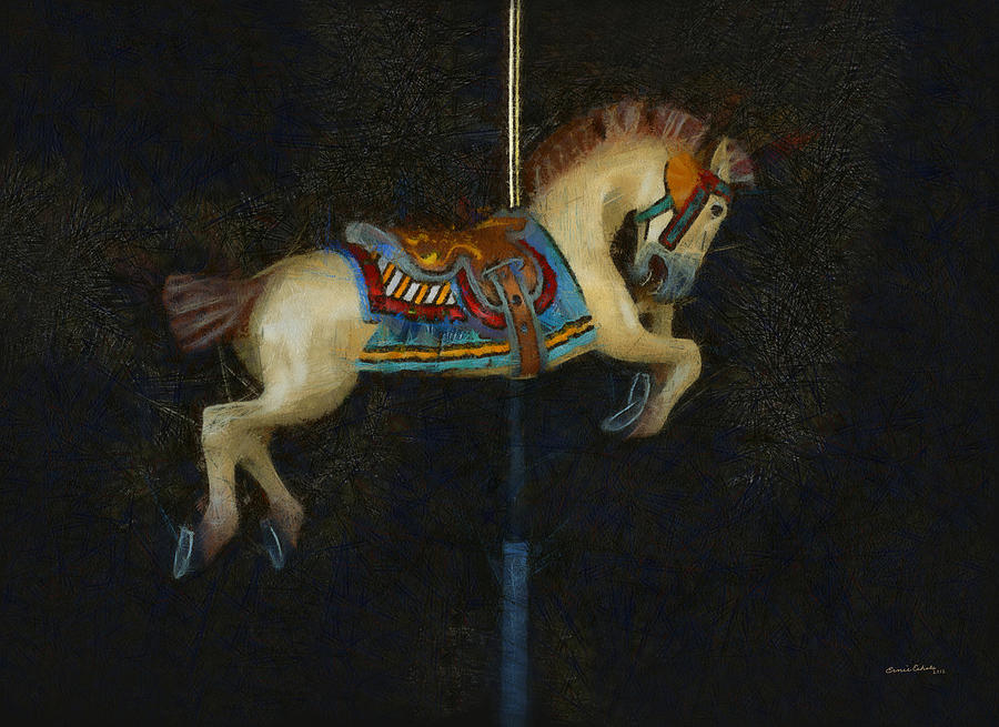 Carousel Horse Painterly Digital Art by Ernest Echols