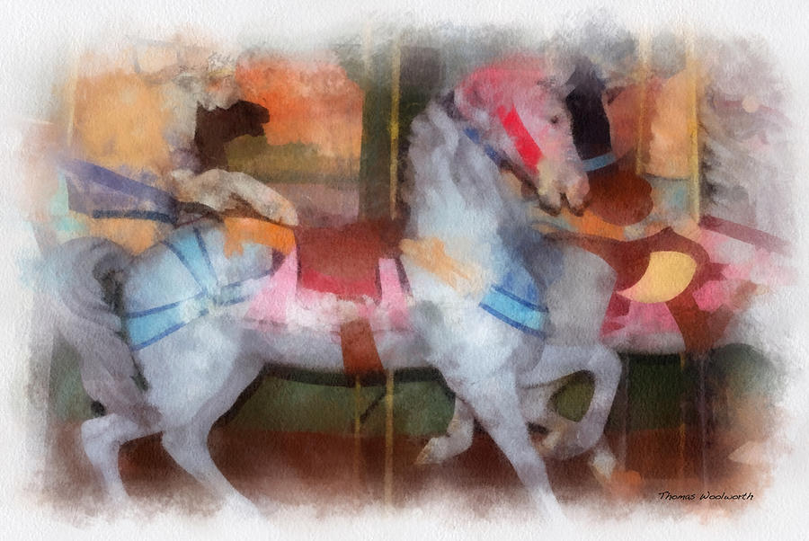 Vintage Photograph - Carousel Horse Photo Art 01 by Thomas Woolworth