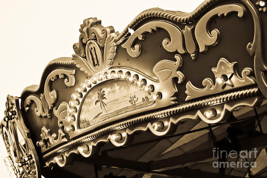 Carousel Top in Sepia Photograph by Colleen Kammerer