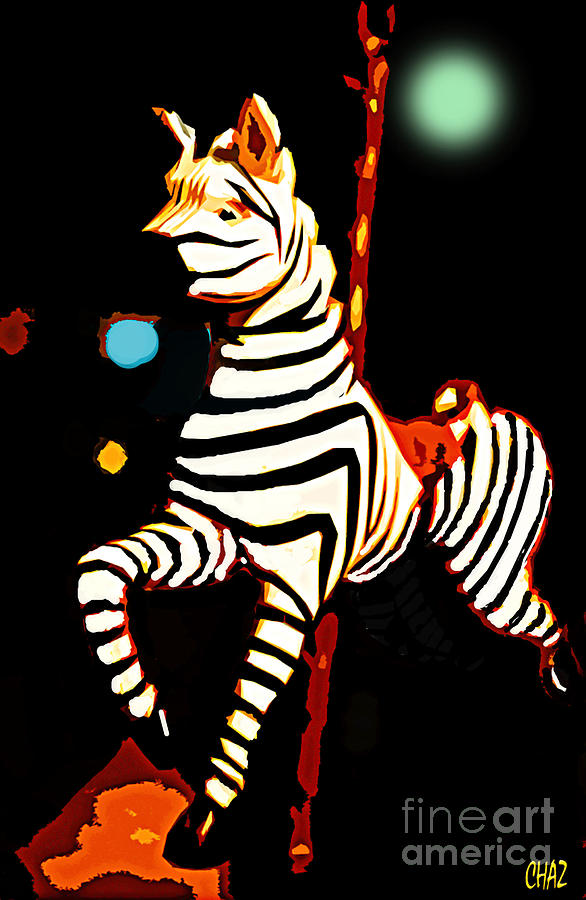 Carousel Zebra Painting by CHAZ Daugherty