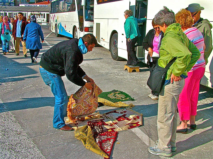 Carpet Salesmen near Ferry Dock in Canakkale- Turkey Photograph by Ruth Hager
