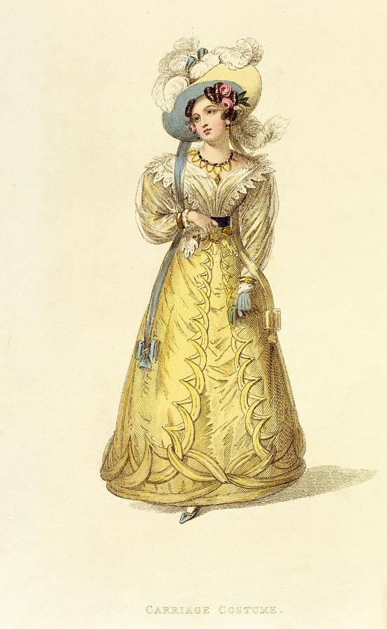 Glove Drawing - Carriage Costume, Fashion Plate by English School