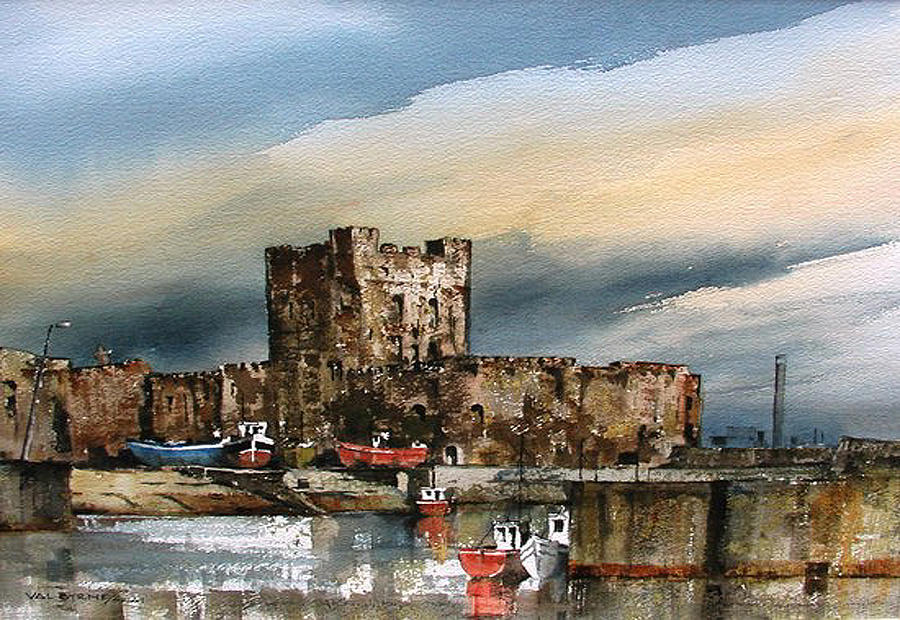 Carrickfergus Castle  County Antrim Painting by Val Byrne
