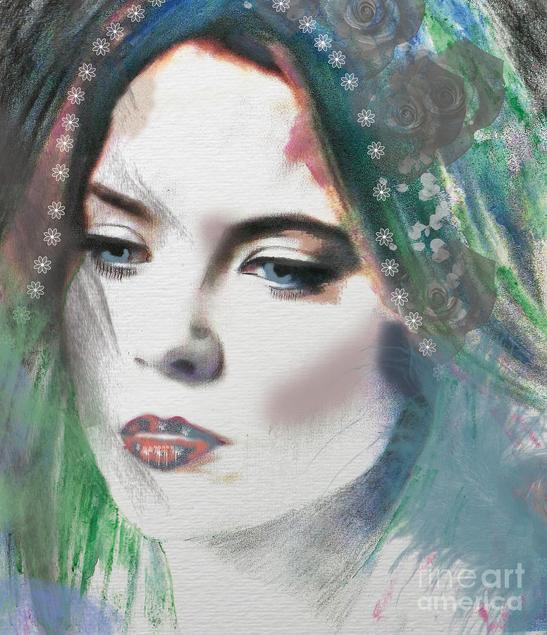 Carrie under veil Mixed Media by Kim Prowse