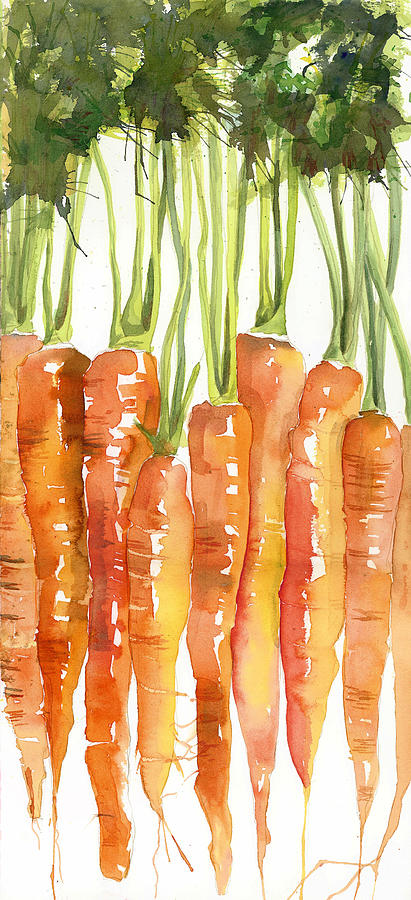 Nature Painting - Carrot Bunch Art by Blenda Studio