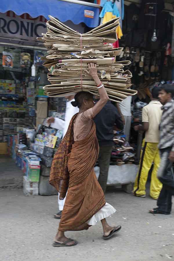 India Photograph - Carrying Cardboard by Sonny Marcyan