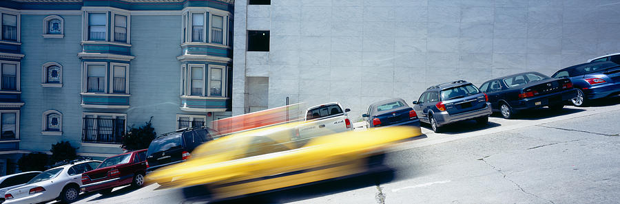 Architecture Photograph - Cars Parked On The Roadside, San by Panoramic Images