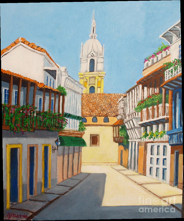 Cartagena de Indias Cathedral Painting by Jean Pierre Bergoeing