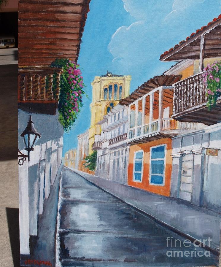 Cartagena de Indias street Painting by Jean Pierre Bergoeing