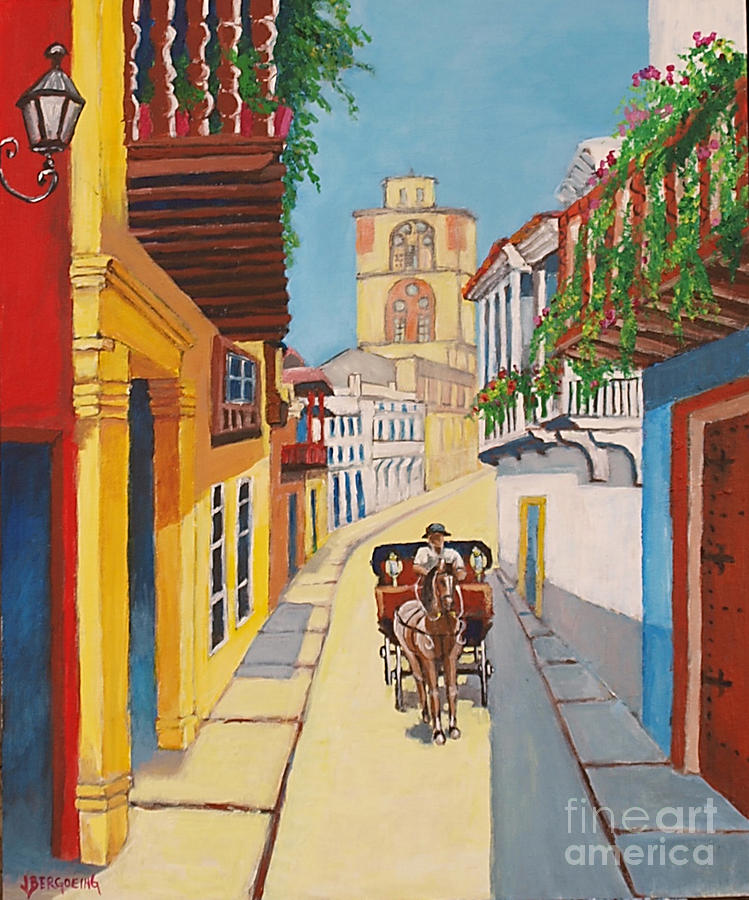 Cartagenas Calash Painting by Jean Pierre Bergoeing