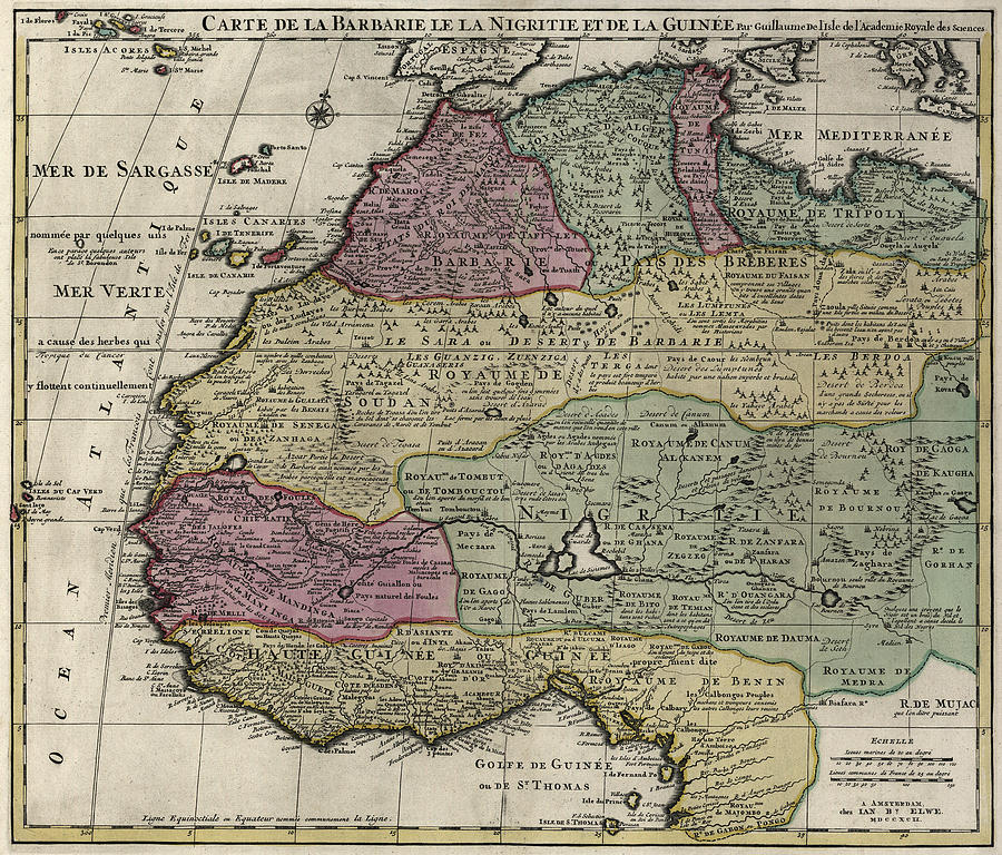 Carte de la Barbarie le la Nigritie et del la Guinee 1792 Photograph by ...