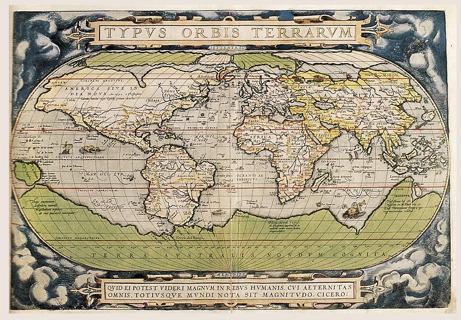 Carte Ortelius World Map 1570 AD Drawing by L Brown - Fine Art America