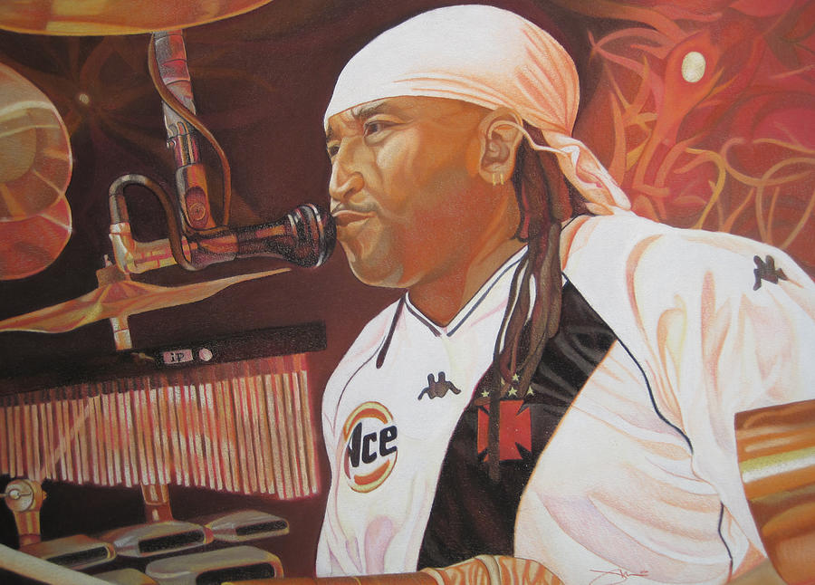 Carter Beauford at Red Rocks Drawing by Joshua Morton