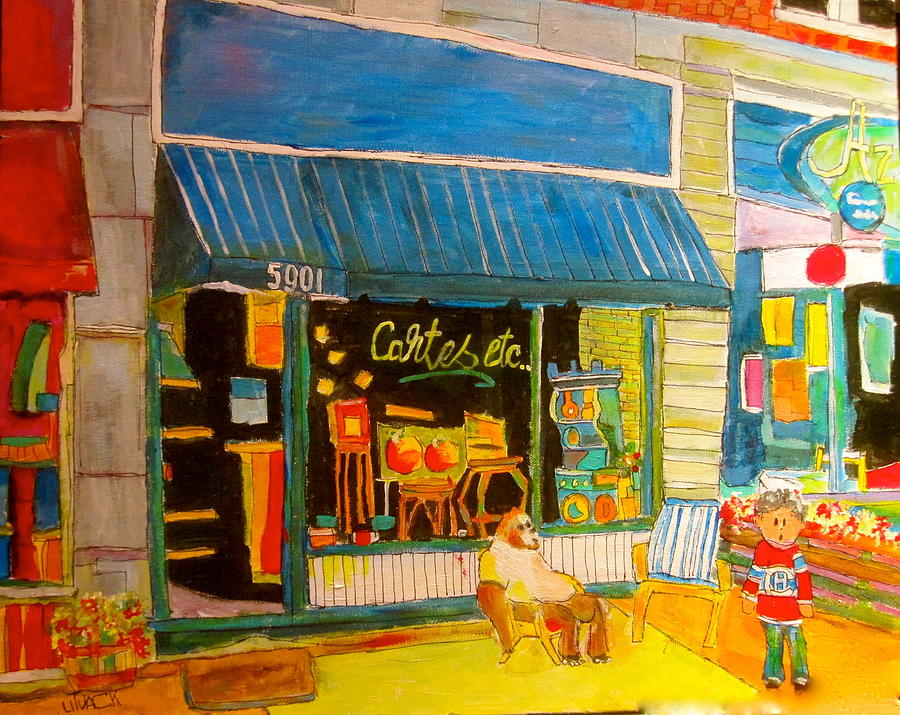 Cartes etc. on Sherbrooke Street Painting by Michael Litvack