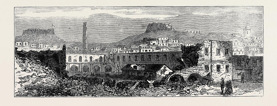Vintage Drawing - Carthagena After The Siege Scene Of Explosion Of Artillery by English School