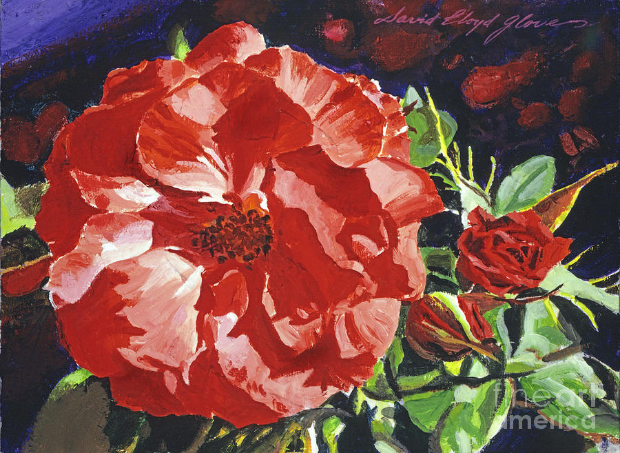 Cartier Rose Painting by David Lloyd Glover